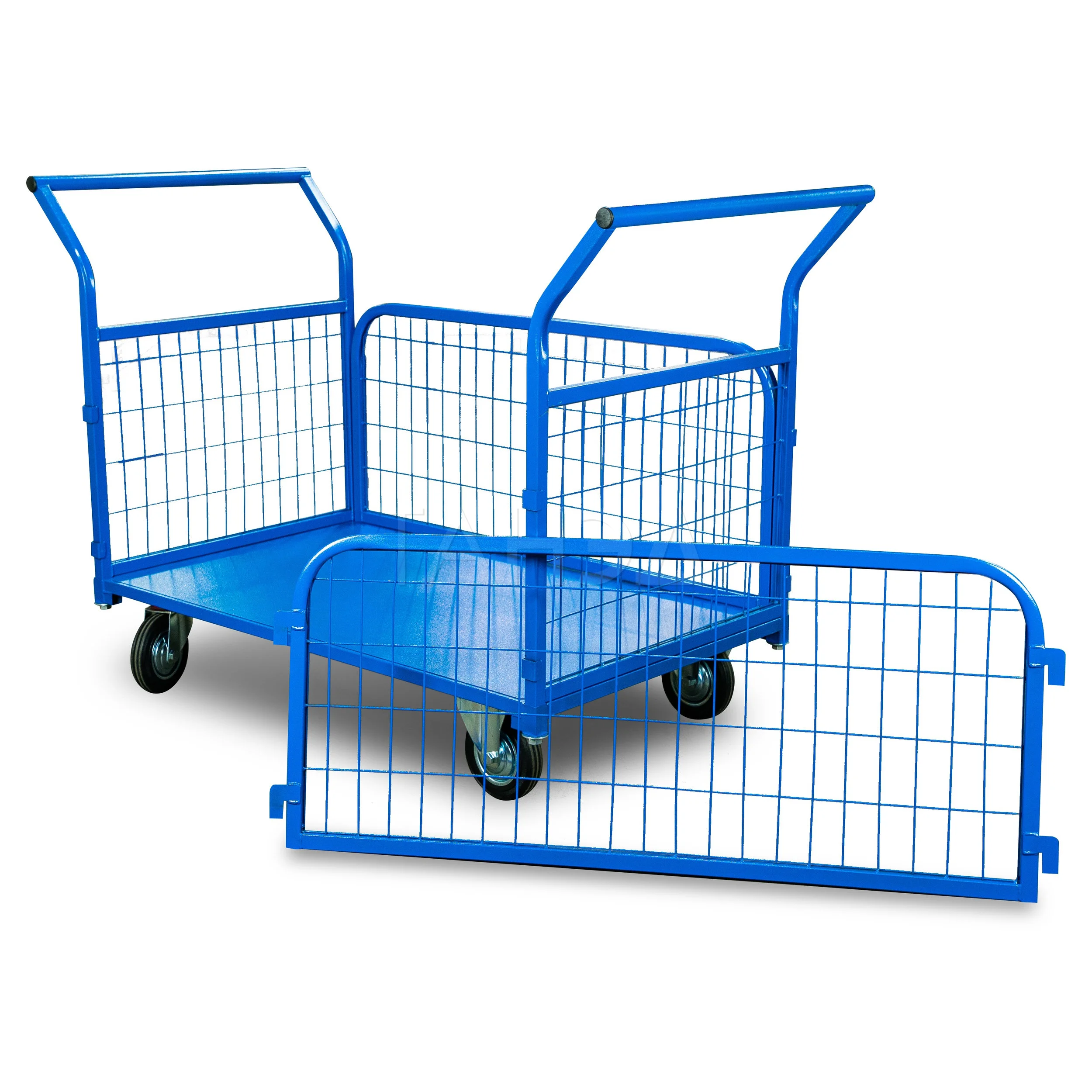 Тележка платформенная с бортами из сетки и двумя ручками TOR ТП-3С грузоподъемностью 160 кг