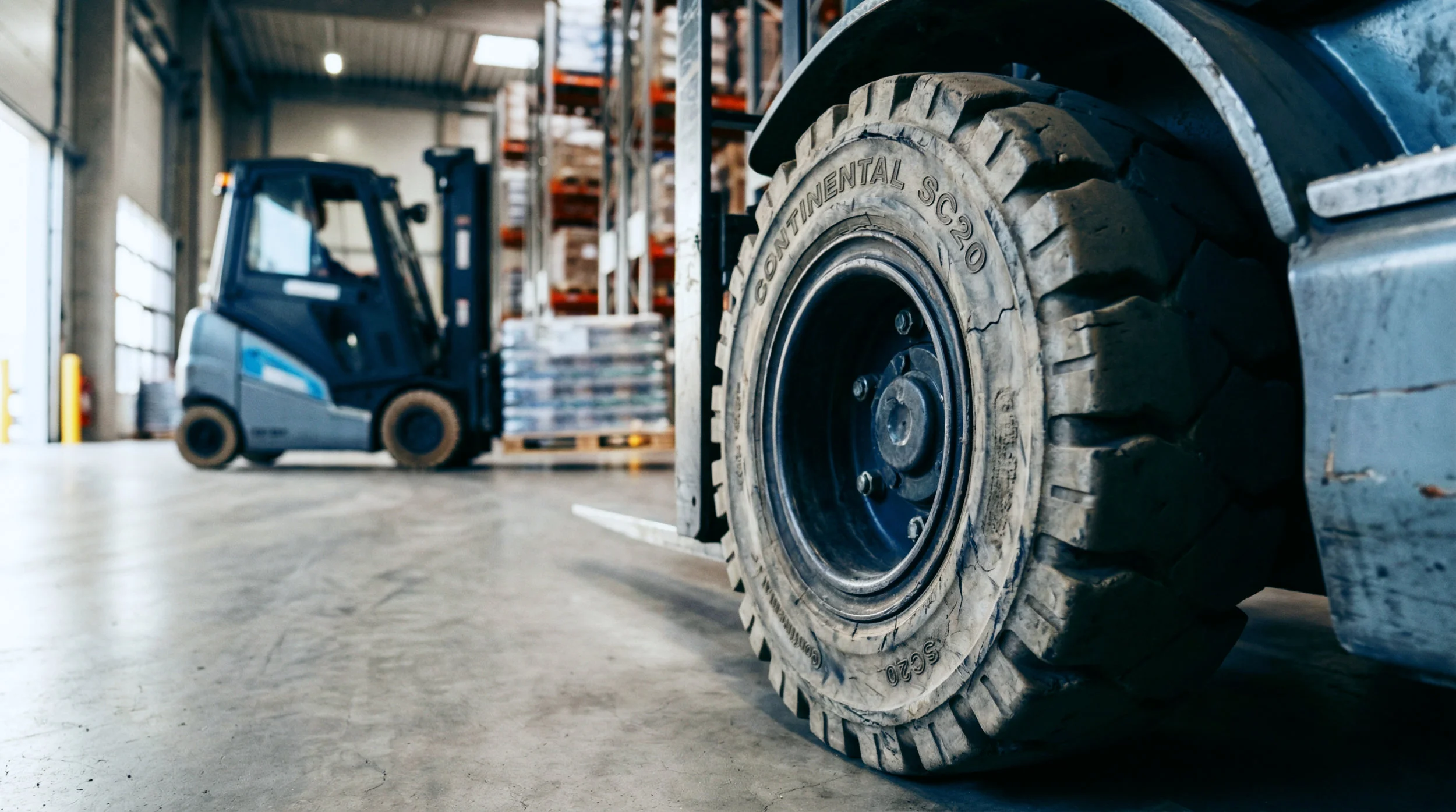 Почему электрические вилочные погрузчики выбирают цельнолитые шины